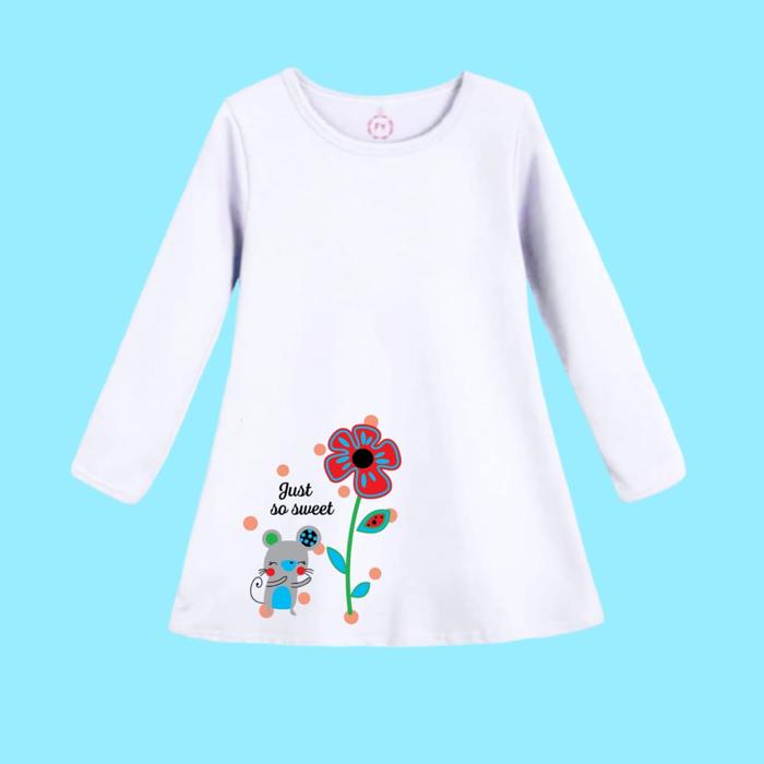 Gambar Kaos Daster Anak Perempuan Dress Anak Cewek Tunik Anak Motif Bunga Just So Sweet Usia 2-12 tahun - Putih, 2 dari logokids undefined Tokopedia