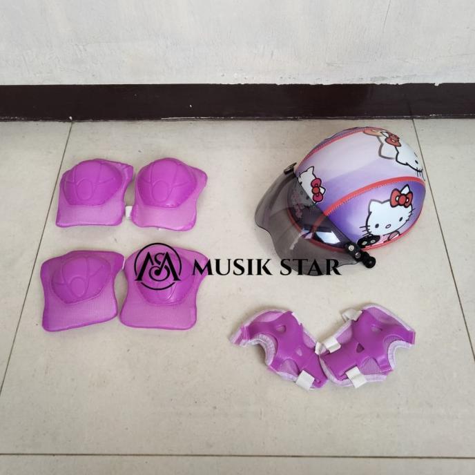 Gambar HELM DAN DEKKER PELINDUNG LUTUT KAKI DAN TANGAN SEPATU RODA ANAK - ungu hellokity dari rafikananda storee undefined Tokopedia