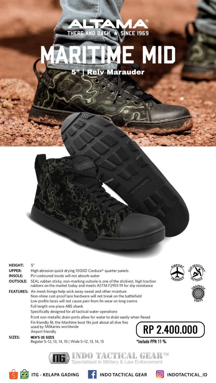 Jual ALTAMA MARITIME ASSAULT Mid BLACK, 43 Kota Bekasi