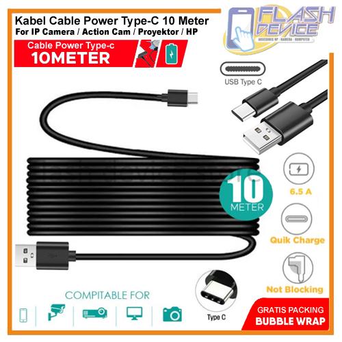 Gambar Kabel Cable USB Type-C 10 Meter Cable Power for CCTV / Action Cam / HP - Hitam dari flashdevice undefined Tokopedia