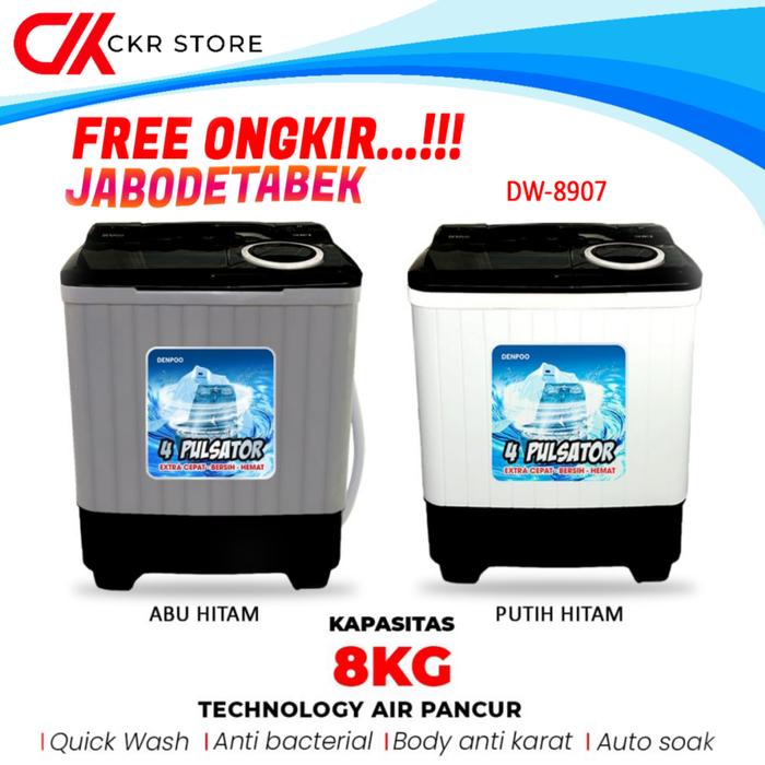 Gambar Mesin Cuci 2 Tabung Denpoo DW8907 - Putih dari CKR STORE. undefined Tokopedia