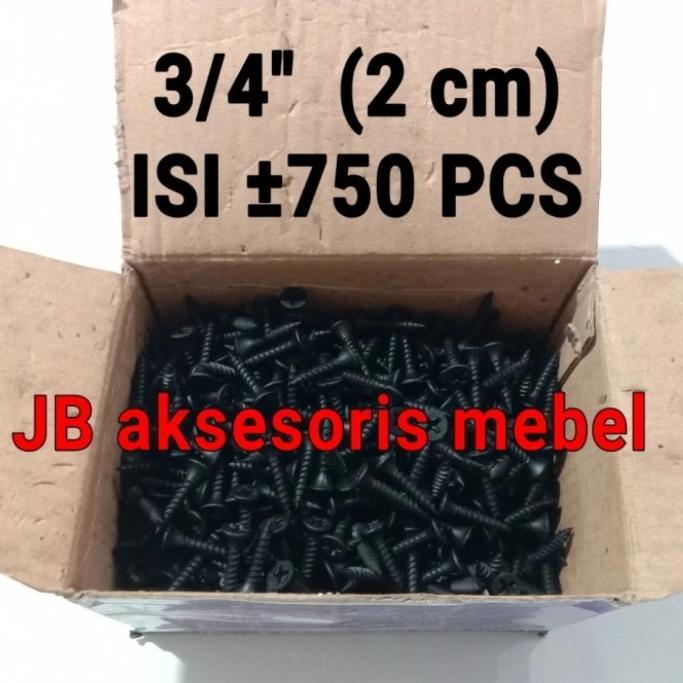 Gambar 1 kotak Dus SEKRUP SKRUP GYPSUM GIPSUM KAYU BAJA HITAM - SCREW DRYWALL - 6 x 3/4" (2 cm) dari JB aksesoris mebel undefined Tokopedia