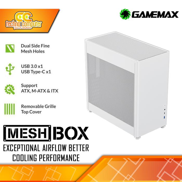 Gambar CASING GAMEMAX MESHBOX - Mid Tower ATX Case Mesh - Putih dari Techno Computer Bali undefined Tokopedia