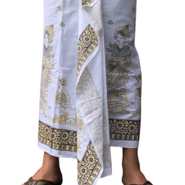 Gambar kamen setengah jadi pria motif wayang adat Bali - Putih dari Andira Bali Busana undefined 5 Tokopedia