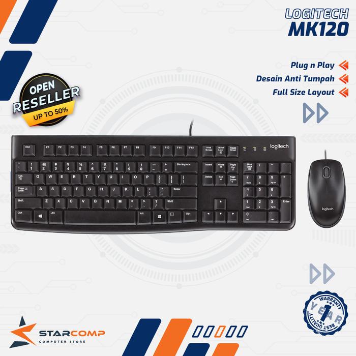Gambar KEYBOARD + MOUSE USB LOGITECH MK120 dari Starcomp Origin undefined Tokopedia