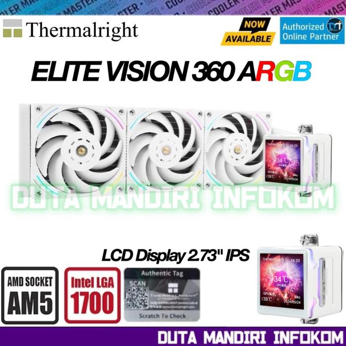 Gambar ThermalRight ELITE VISION 240 360 ARGB - AIO Liquid CPU Water Cooler with LCD Display for Intel & AMD - 360 ARGB White dari Duta Mandiri Infokom undefined Tokopedia