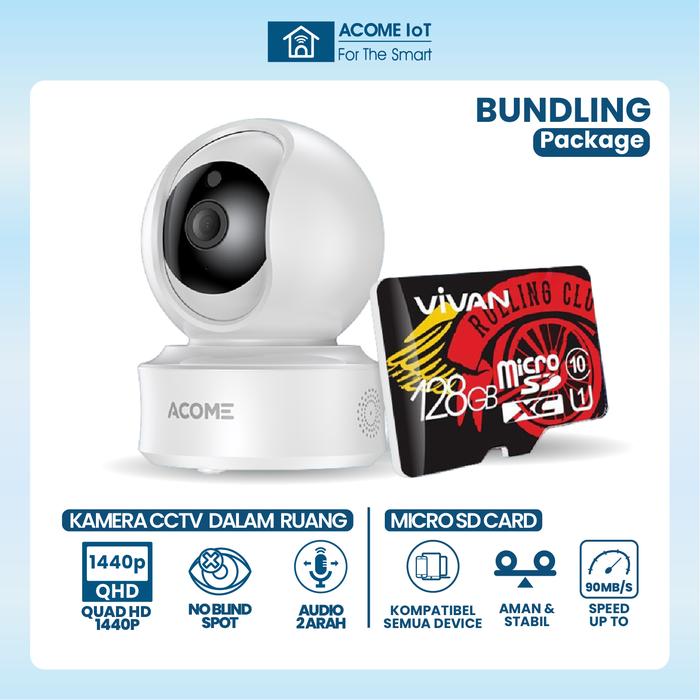 Gambar ACOME Smart CCTV IP Camera FULL HD 1080P Kamera Dalam Ruangan APC03 - CCTV+128GB dari ACOME IOT INDONESIA undefined Tokopedia
