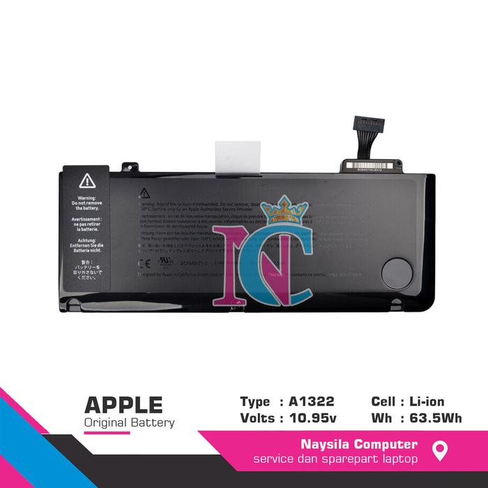 Jual Battery for Mac Pro 13" A1278 (Mid 2009 - Mid 2012) model A1322 ...