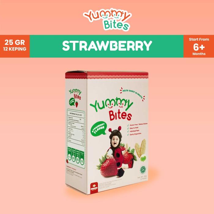 Gambar [NIKITA WILLY EXCLUSIVE] Yummy Bites Rice Crackers 25 GR Snack Baby - Strawberry  dari Jeff & Kate undefined Tokopedia