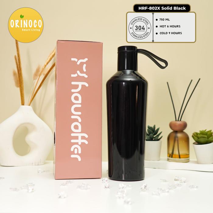 Gambar Botol Minum Termos Stainless Steel HRF-802 Tumbler Anti Tumpah 750ML Tahan Panas & Dingin - Black Polos dari Kioslunchbox bogor undefined Tokopedia