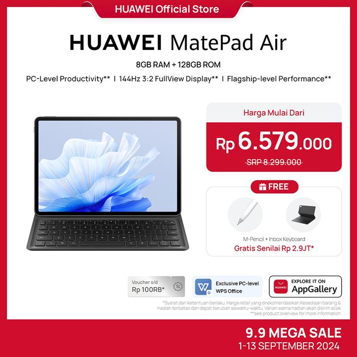 Gambar HUAWEI MatePad Air Tablet [8+128GB] | PC-Level Productivity | 144Hz - Black dari Huawei Indonesia undefined Tokopedia