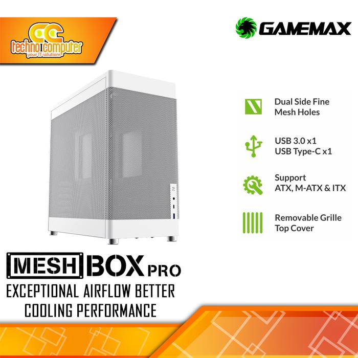 Gambar CASING GAMEMAX MESHBOX Pro - Mid Tower ATX Case Mesh - Putih dari Techno Computer Bali undefined Tokopedia