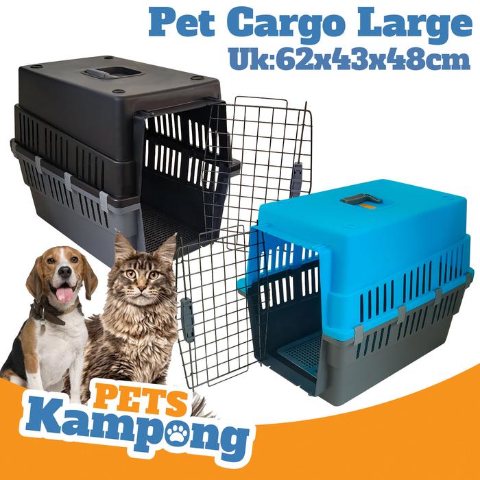 Gambar Opo Cat - Pet cargo Large Kandang Kucing hewan Pet carrier termasuk Tray ukuran Jumbo voyager pet carrier anjing 62x43x48 - Tanpa Roda, Biru dari Pets Kampong undefined Tokopedia