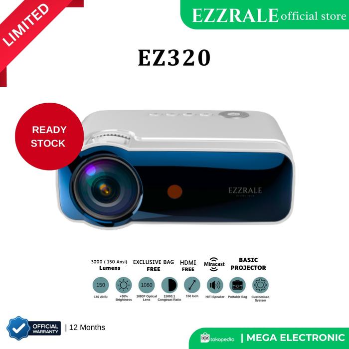 Gambar Ezzrale EZ320 Mini Led Projector (150 ANSI) - EZ320WHITE dari EZZRALE undefined Tokopedia