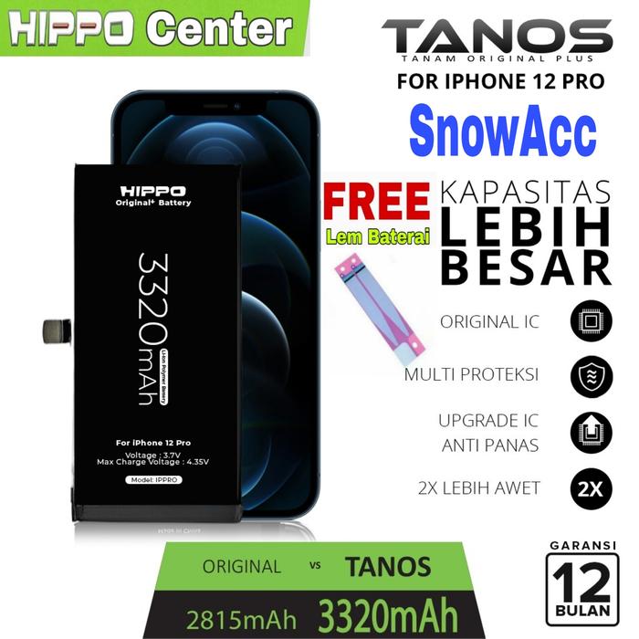 Gambar Hippo Baterai Compatible iPhone 12 PRO Battery Hippo Tanos iPhone 12 PRO Double Power - BAT dari Snow Acc undefined Tokopedia