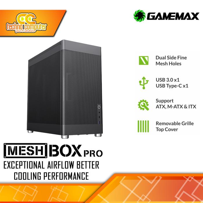 Gambar CASING GAMEMAX MESHBOX Pro - Mid Tower ATX Case Mesh - Hitam dari Techno Computer Bali undefined Tokopedia