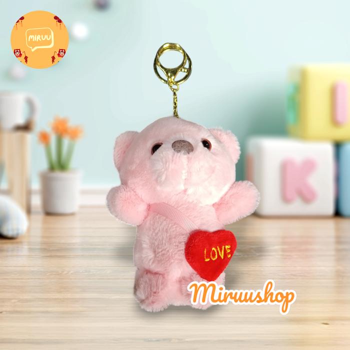 Gambar Gantungan kunci teddy bear love heart aksesoris tas mainan mewah - Pink dari Miruushop undefined Tokopedia