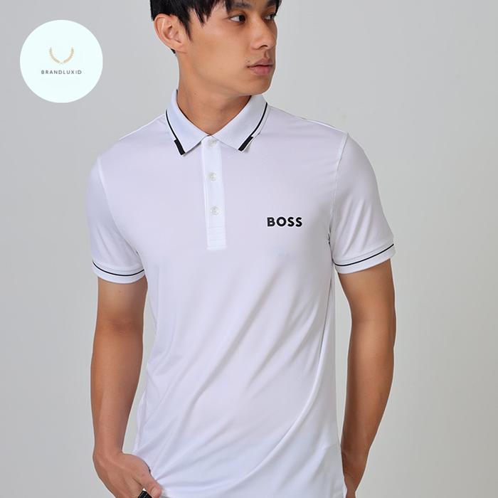 Mens Tshirts White Hugo Boss Top HUGO BOSS Slim Fit Paul Curved