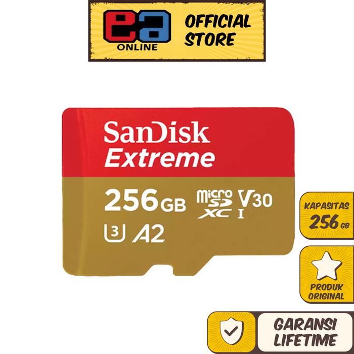 Gambar Sandisk Extreme Micro SDXC UHS-I U3 A2 V30 190MB/s - 256GB - 4K Drone dari EAONLINE undefined Tokopedia