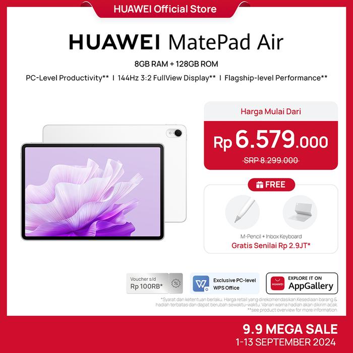 Gambar [Best Offer] HUAWEI MatePad Air Tablet [8+128GB] | 144Hz - White dari Huawei Indonesia undefined Tokopedia