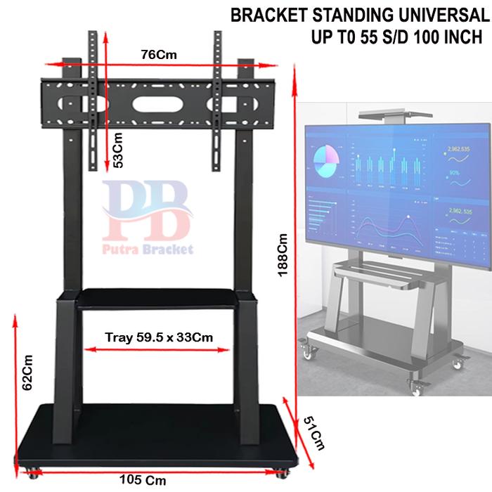 Standing Bracket Without Roda Jual Bracket standing Tv 55-85 Inch Stand Dengan Roda bracket tv ...