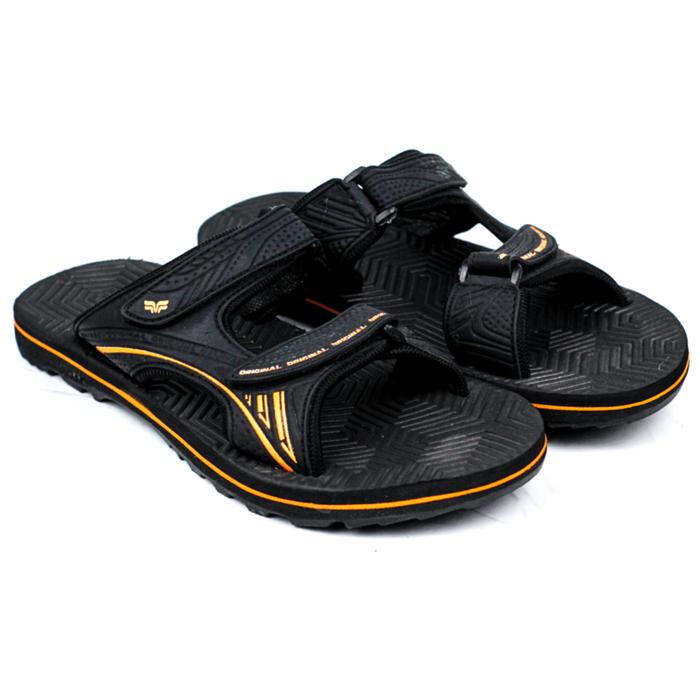 Gambar Sandal Selop Pria Sport Outdoor Series Slide Sendal Casual Flat Cowok Super Slippers Men Top Slip On - Hitam Orange, 39 dari RPMSHOP1 undefined Tokopedia