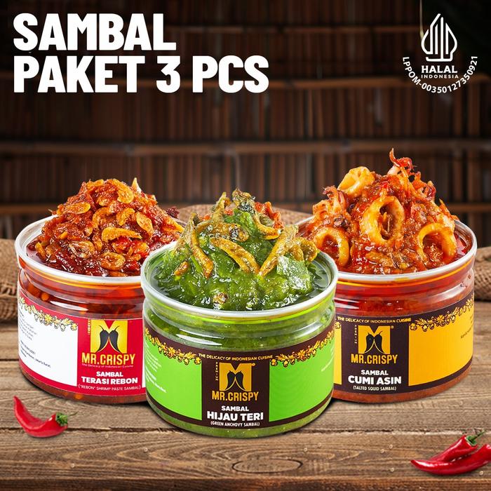 Gambar Paket Sambal Mr.Crispy/Paket Sambal 3 Pcs - CA+HT+T.RBON dari MR CRISPY OFFICIAL undefined Tokopedia