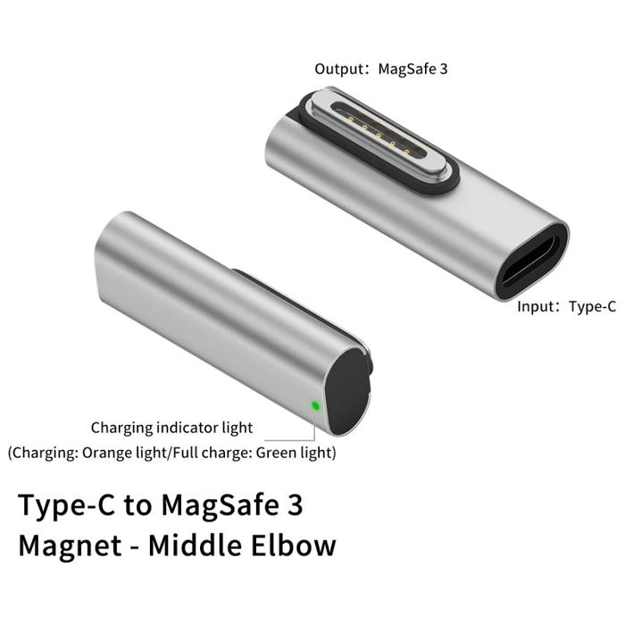 Gambar USB Type C PD to Magsafe 3 Magnetic Plug Magsafe3 Adapter MacBook Pro/Air 140W - T2-Middle Elbow dari Mr Apple 1 undefined Tokopedia
