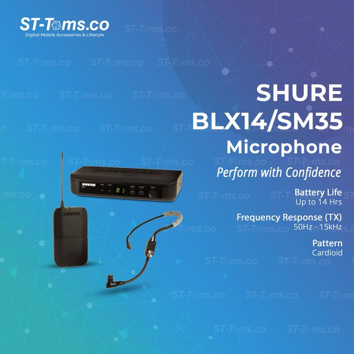 Gambar SHURE BLX14/SM35 / BLX 14 SM 35 Wireless Headset System with SM35 Headset Microphone - H8E dari ST-Toms.co undefined Tokopedia