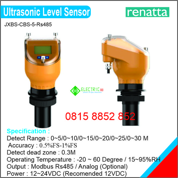 Gambar Ultrasonic Level sensor Modbus Rs485 - 0-5M dari Electric88 undefined Tokopedia