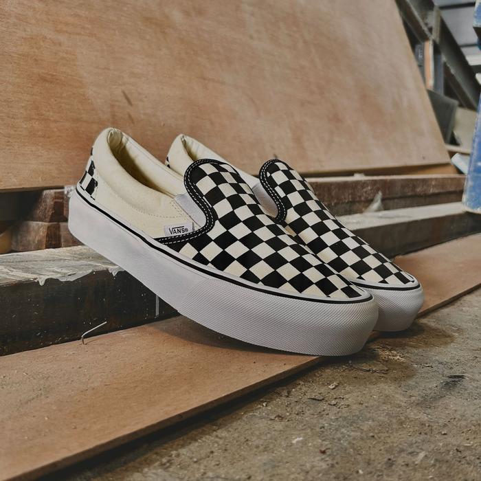 Jual Original Vans Slip On Platform Checkerboard Black White 36