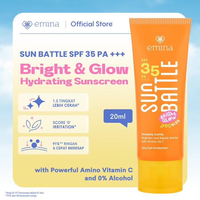 Gambar EMINA SUN BATTLE Sun Protection SPF30 | Sunblock Sunscreen EMINA - SPF 35 20ML dari jselectiv by JHON Putra Kosmetik undefined Tokopedia