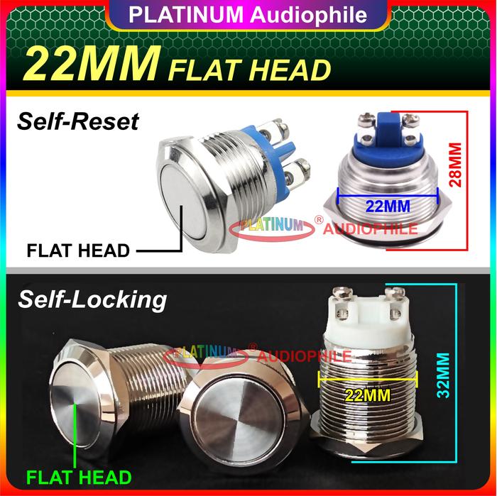 Jual Metal Push Button Switch Saklar On Off Stainless 12mm 16mm 19mm ...
