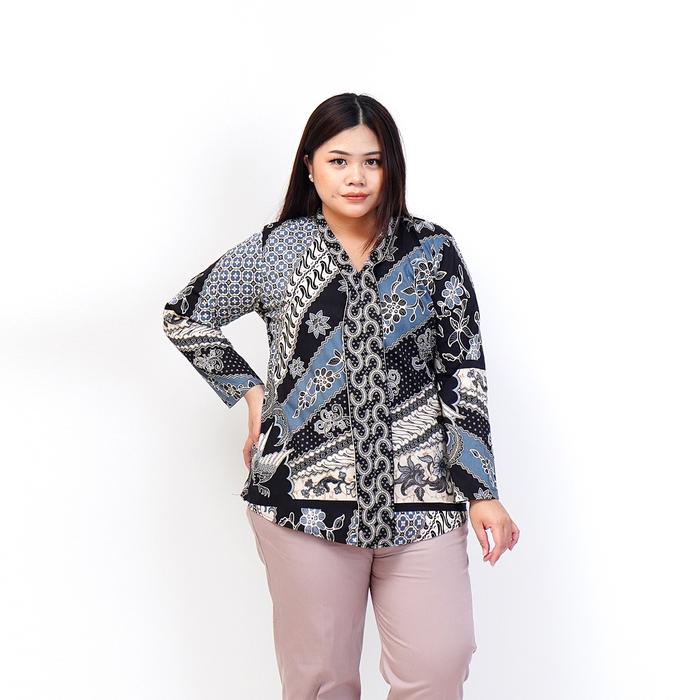 Gambar BLOUSE BATIK WANITA LENGAN PANJANG PREMIUM BATIK MODERN JUMBO BIG SIZE 188 BRANDED KEKINIAN BAJU HAMIL KERJA KANTOR PESTA ETNIK CASUAL KASUAL MODEL TERBARU MODIS ELEGAN TRENDY CEWEK PEREMPUAN GEMUK GENDUT BESAR PLUS SIZE HITAM NAVY CANTIK MURAH TERMURAH - BLACK dari BIGSIZEELEGAN undefined Tokopedia