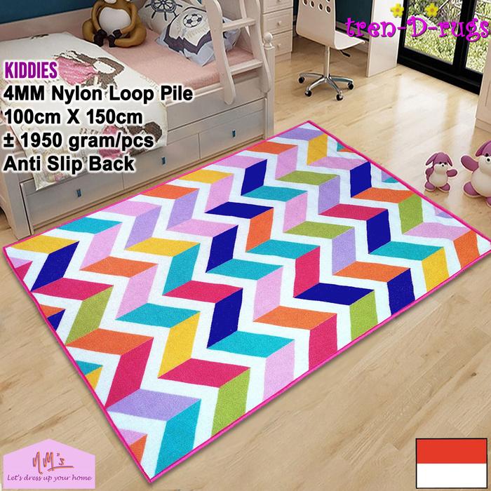 Gambar Tren-D-rugs karpet anak warna warni permadani lantai anti slip 100x150 - Chevron Navy dari NMs Lets dress up your home undefined Tokopedia
