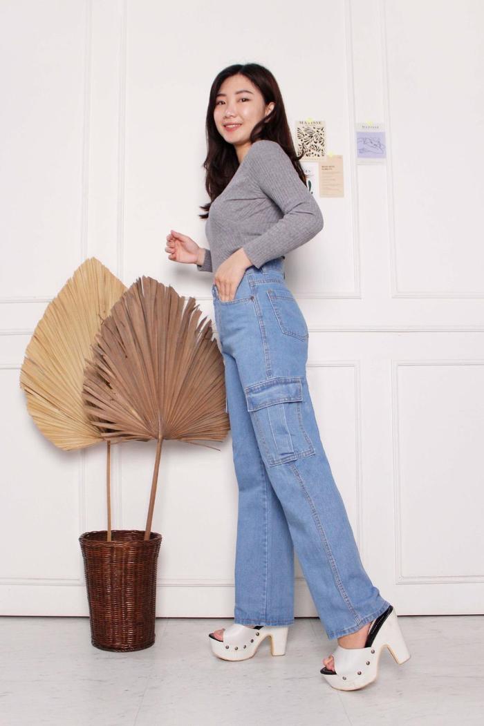 Gambar Celana Jeans Cargo Long Pants Wanita - Biru Muda, 31 dari JSK JEANS INDONESIA undefined Tokopedia