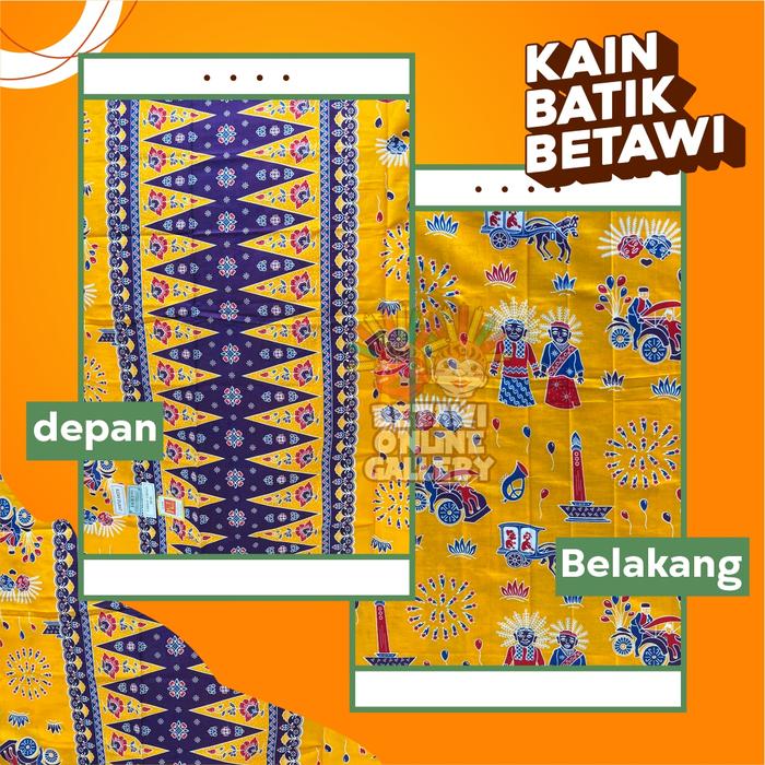 Gambar Kain Batik Betawi / Batik Betawi / Sarung Batik Betawi - Kuning Ondel, Sarung dari Betawi Online Gallery undefined Tokopedia