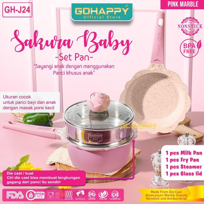 Gambar EVERLUX - PANCI SET BAYI Sakura Flower Cookware set Peralatan dapur Mpasi Anak Baby Pan Health - Panci Bayi Pink dari FAJARSTORE111888 undefined Tokopedia