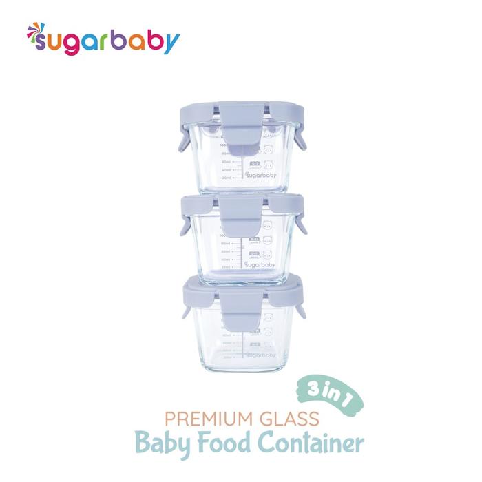 Gambar Sugar Baby Premium Glass Baby Food Container - Peralatan Makan Bayi MPASI - PP Lid - Blue dari Baby Wise BSD undefined Tokopedia