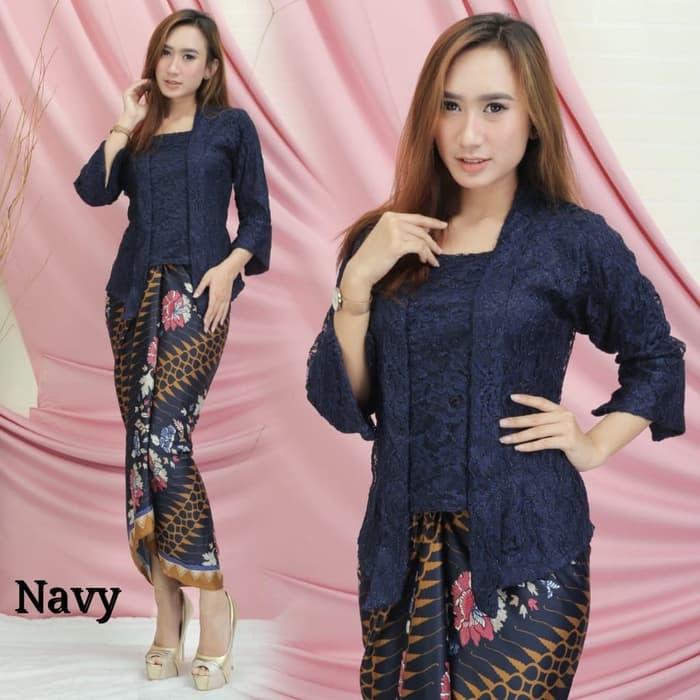 Gambar Setelan Kebaya Kutubaru Brokat  / Kebaya Bali Pilihan Warna - NAVY, XL dari Butiktop Kebaya undefined Tokopedia