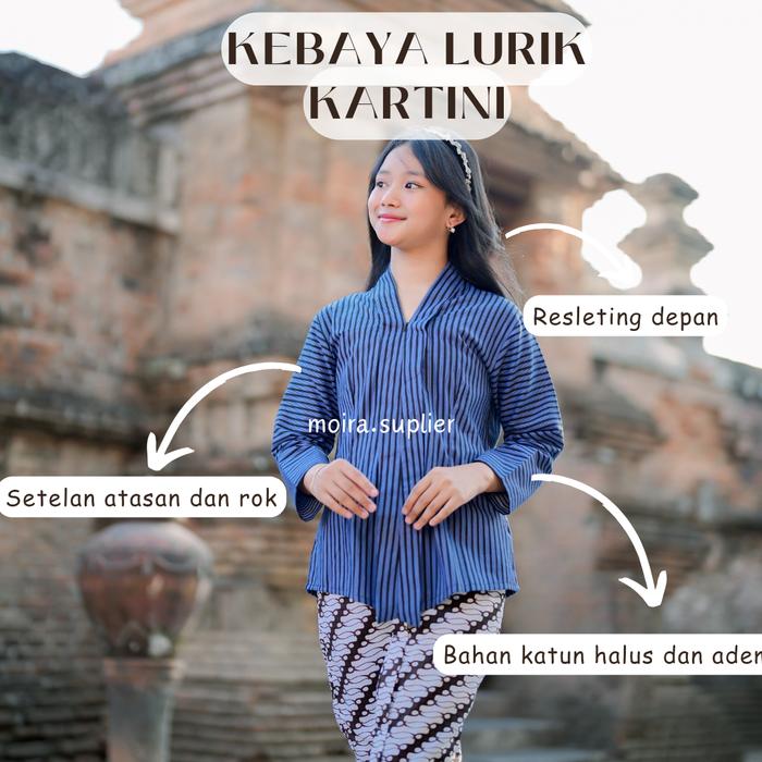 Gambar BAJU ADAT JAWA ANAK PEREMPUAN KEBAYA LURIK KARTINI ENCIM KATUN PREMIUM MODERN - NAVY, S dari moirasuplier undefined Tokopedia