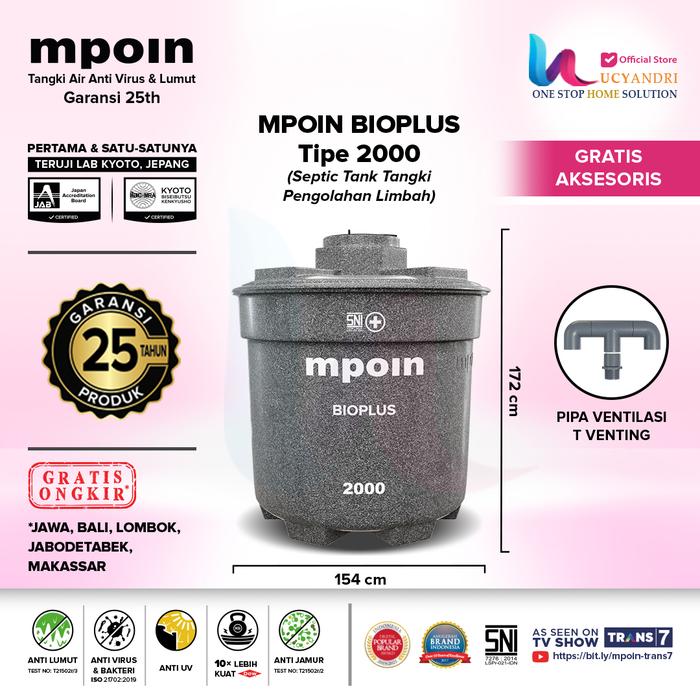 Jual Tangki Septik Tank MPOIN BIOPLUS 2000 Kapasitas 2000 Liter - Black ...