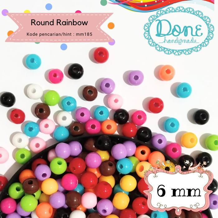 Gambar Done handymade manik bulat manik round rainbow bedas diy meronce mm185 - diameter 6mm dari Done Handymade Kota Administrasi Jakarta Barat Tokopedia