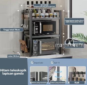 Gambar [TERBARU] Rak Panci Oven Microwave Dapur Serbaguna Bahan Baja Tahan Karat Premium - Htm2Tgkat40-60 dari Sky General Store undefined Tokopedia