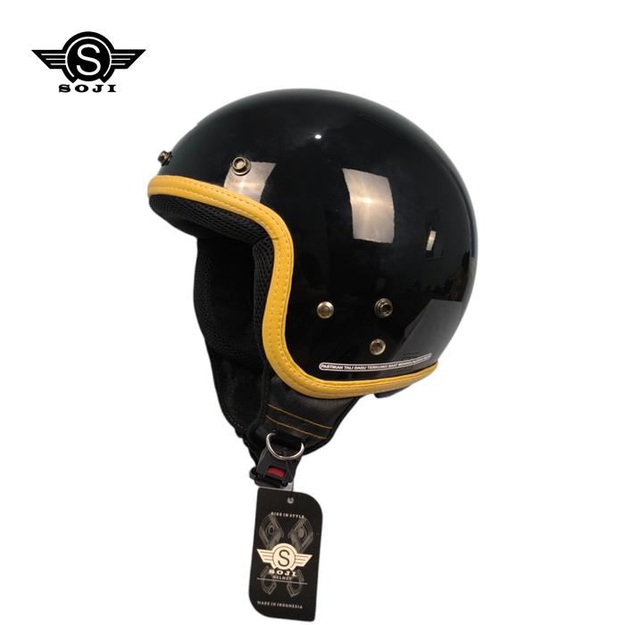 Gambar SOJI Helm Retro Reno Hijab Polos Lk Classic Dewasa - hitam glos, M (57-58 cm) dari SOJI Helmet Official Store undefined Tokopedia