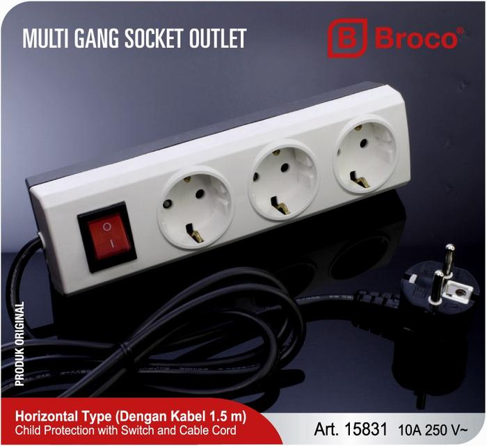 Gambar BROCO Stop Kontak 3 - 4 - 5 - 6 Lubang 1.5M Kabel CP Switch Lamp - 3 Lubang 15831 dari Britplaza undefined Tokopedia