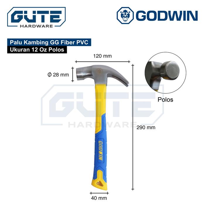 Gambar Palu Kambing Gagang Fiber PVC Godwin Uk 8 12 16 Polos / Gigi (Magnet) - 12oz Polos dari Gute Hardware undefined Tokopedia