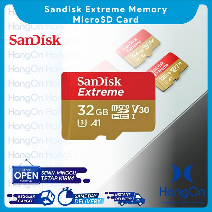 Gambar SanDisk Extreme Memory MicroSD 32 / 64 / 128 / 256GB A2 MicroSDXC Card - 32GB dari HangOn Official Store undefined Tokopedia