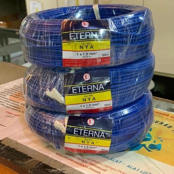 Gambar Kabel Eterna NYA 1x1,5mm Kabel Tunggal Kawat Tembaga Hitam Merah Biru Kuning Hijau - Merah, 1 Meter dari Makassar Listrik undefined 5 Tokopedia