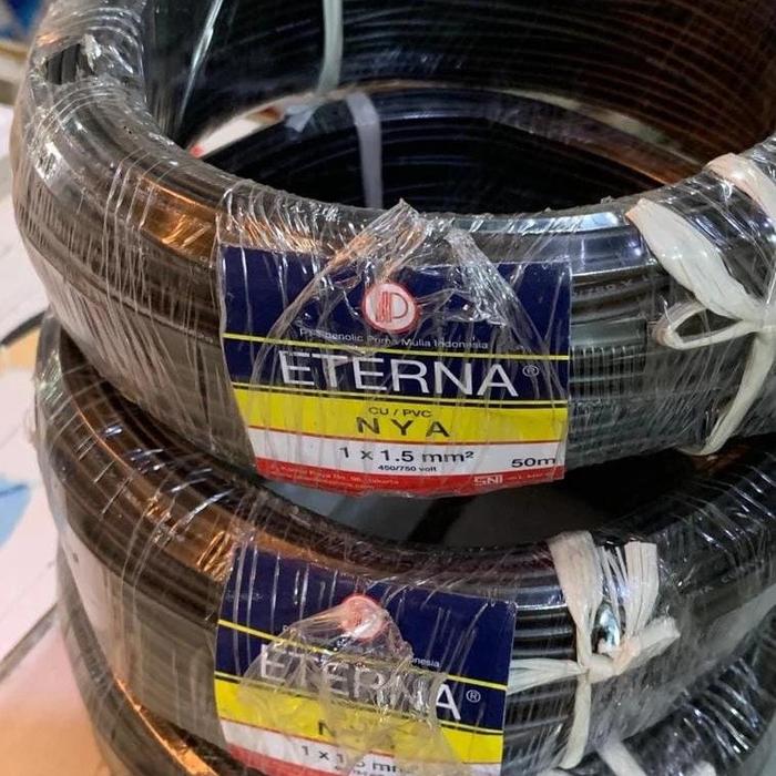 Gambar Kabel Eterna NYA 1x1,5mm Kabel Tunggal Kawat Tembaga Hitam Merah Biru Kuning Hijau - Merah, 1 Meter dari Makassar Listrik undefined 3 Tokopedia